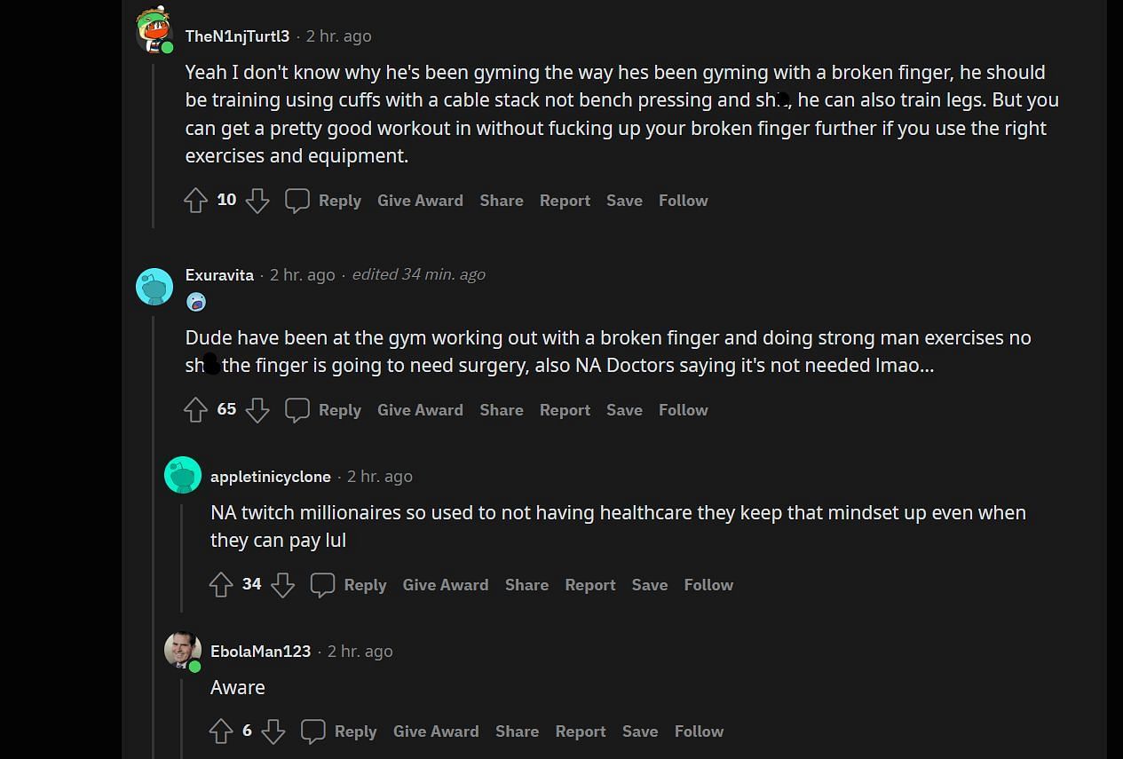 Redditors giving their opinions (Image via LiveStreamFail/Reddit)